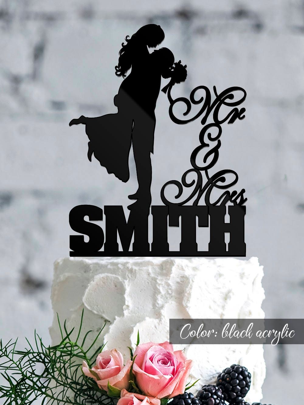 Wedding Cake Topper.cake Topper. Custom Silhouette Personalized Bride & Groom