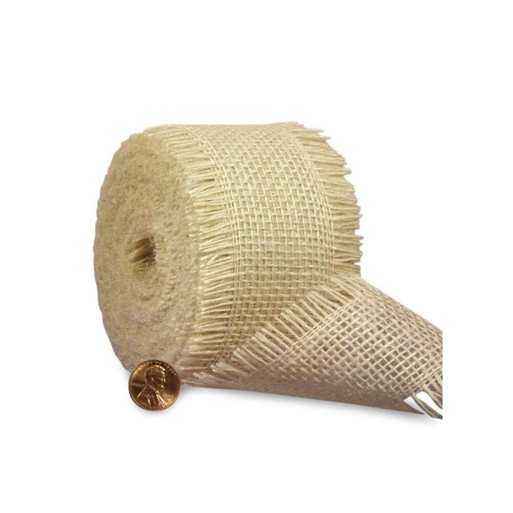 Rustic Burlap Ribbon | Jute Ragged Edge - Off White 1 1/2In. X 10 Yds | Pm4855601