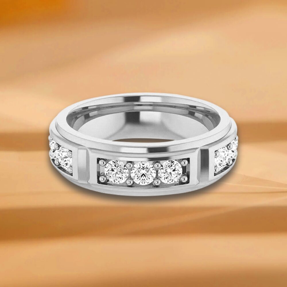 1.50 Ctw Prong Set Round Diamond Men's Ring - 14K/18K White, Yellow, Rose Gold & Platinum 950, Natural Diamonds Band