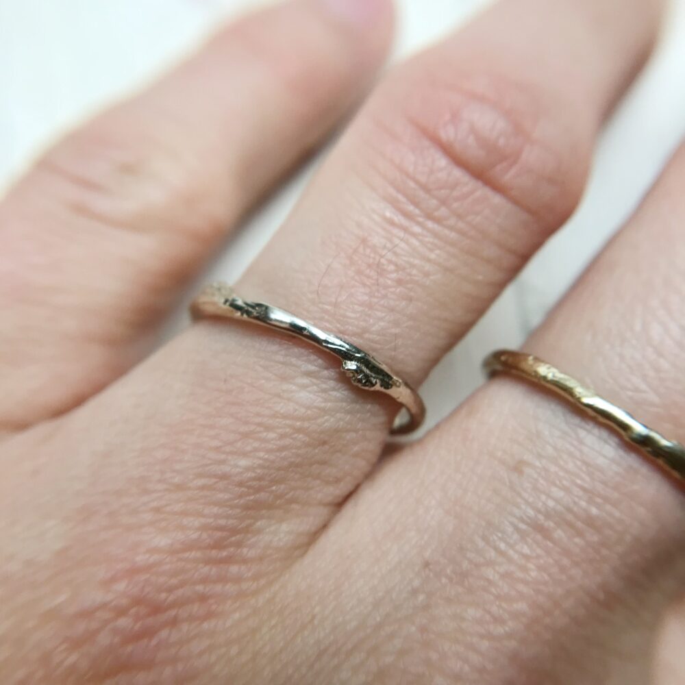 Twig Wedding Ring Rustic Sterling Silver Band | Recycled Material
