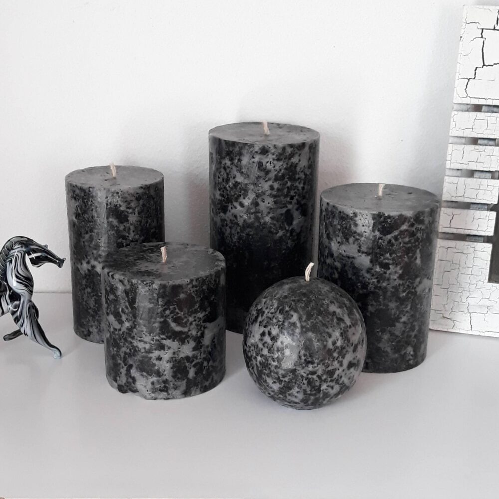 Black Pillar Candles. Unique Decorative