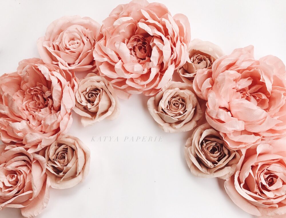 Arch Paper Flowers. Wedding Flower Wall. Alice in Wonderland Photo Booth. Nursery Wall Decor. Bridal Shower Blush Decor