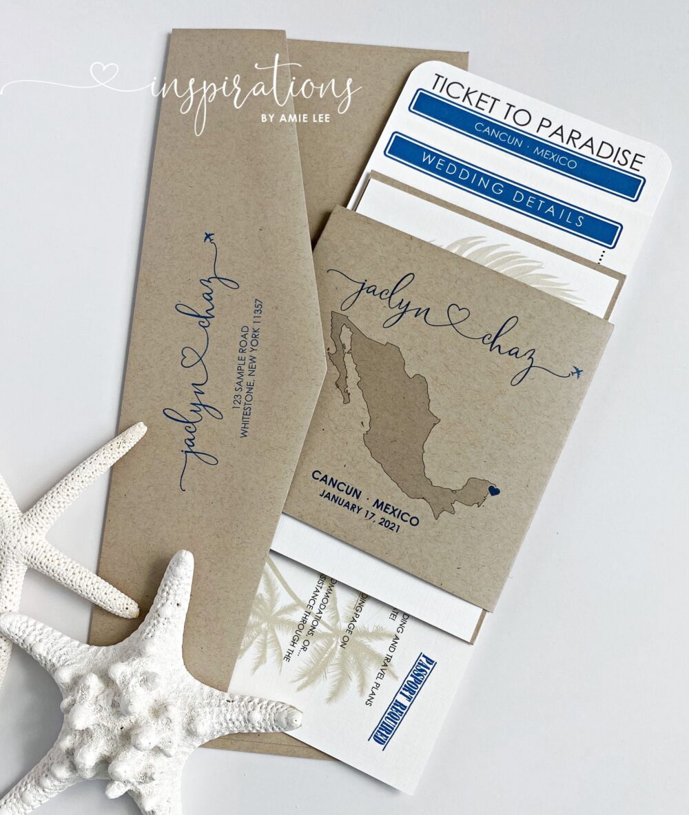 Boarding Pass Wedding Invitations, Destination Passes, Mexico Wedding, Airplane Ticket, Travel Theme