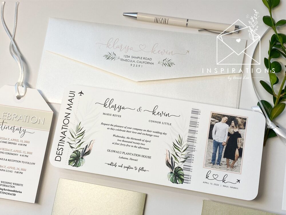 Boarding Pass Wedding Invitations, Destination Passes, Punta Cana Wedding, Airplane Ticket, Travel Theme