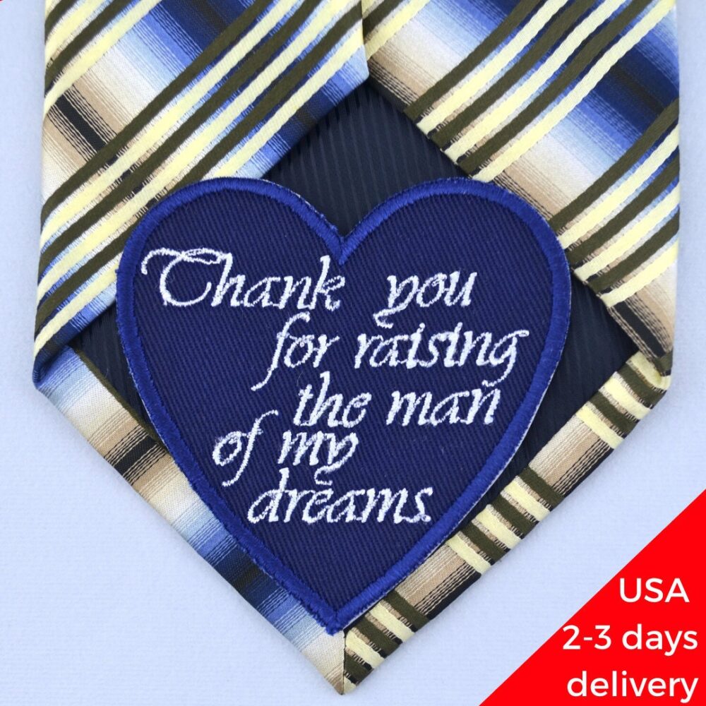 Father in Law Wedding Tie Patch Of The Groom Gift From Bride Embroidered Custom Label