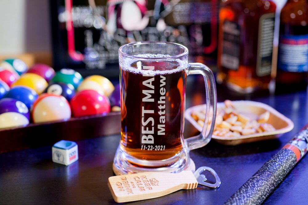 Groomsmen Beer Mug, Personalized Wedding Glass Custom Gift For Best Man, Groomsman, Wedding, Bachelor, Home Bar, Man Cave