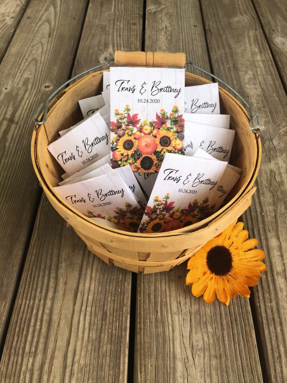 Sunflower Seed Wedding Favors Personalized Fall Pumpkin Design