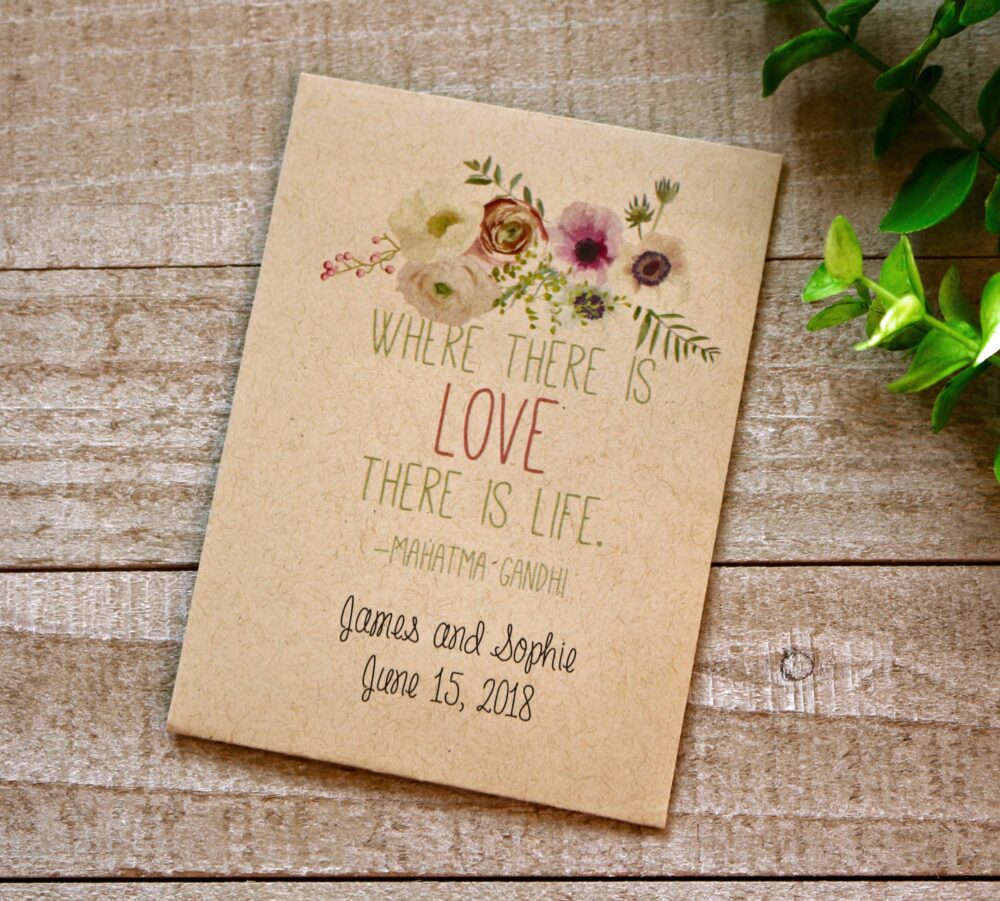 Floral Wedding Favor Seed Packet Personalized Wildflower Seeds