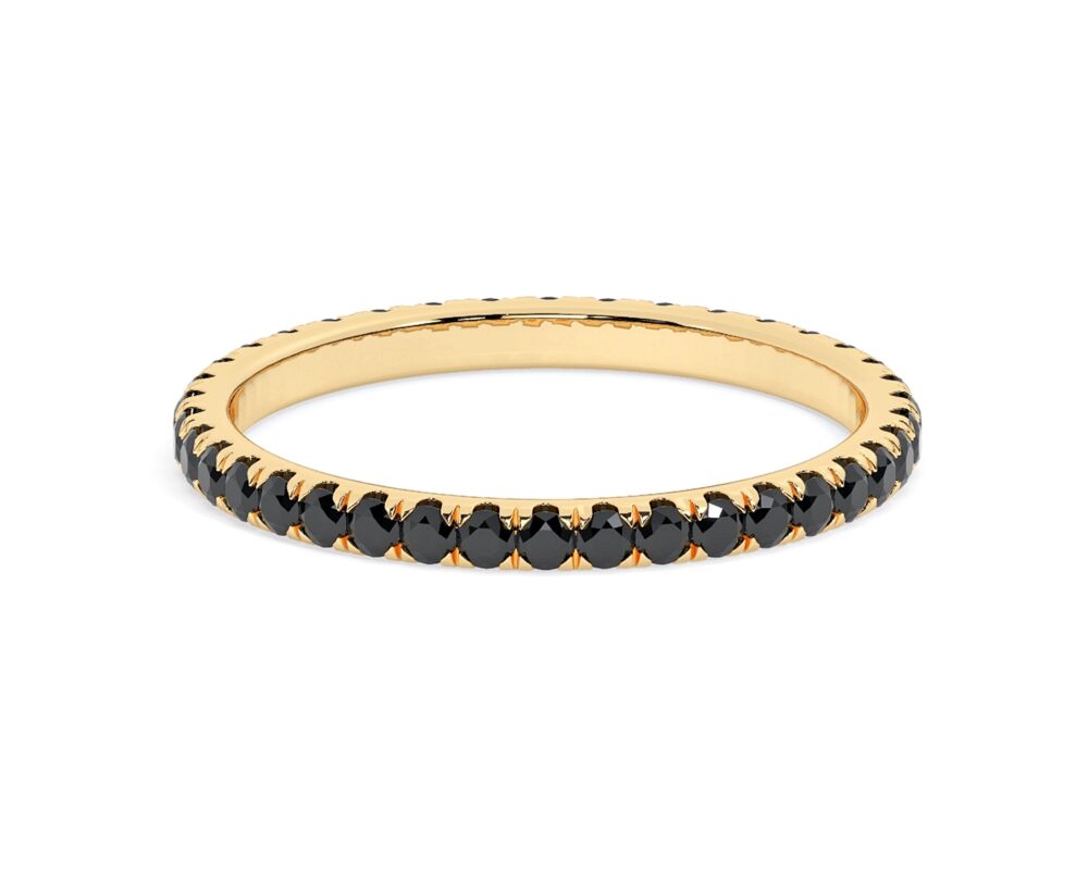 Black Diamond Full Eternity Band Ring/14K Gold Micro Pave Set With 1.5mm Diamonds