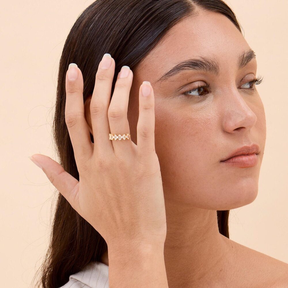 Baguette Diamond Eternity Band Ring Minimalist Statement Jewelry