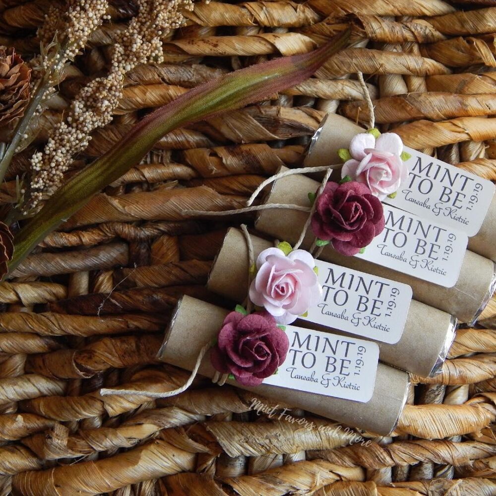 Personalized Mint Wedding Favors Floral "Mint To Be" Tags, Set Of 24