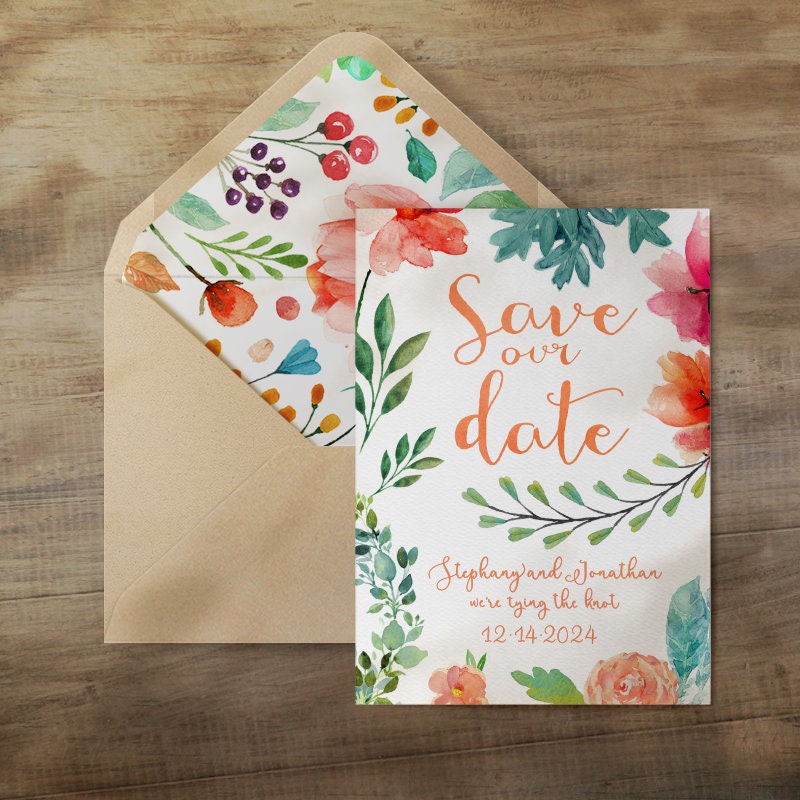 Floral Mexican Save The Date Cards Personalized Wedding Fiesta