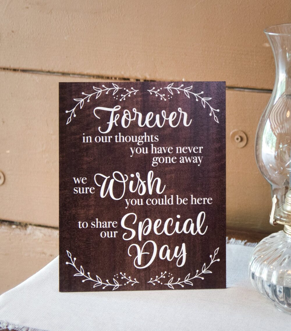 In Memory Sign For Wedding Remembrance Wooden Style Decor, Rustic Calligraphy | Item - Wrm240