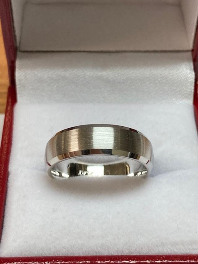Platinum Wedding Bands, Rings, 6mm Beveled Edge Satin Finish Mens Rings For Men