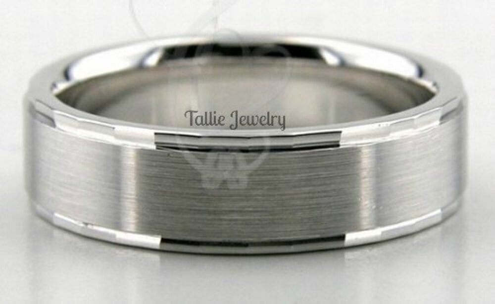 Platinum Mens Wedding Bands, Rings, 6mm Satin Finish Rings, For Men