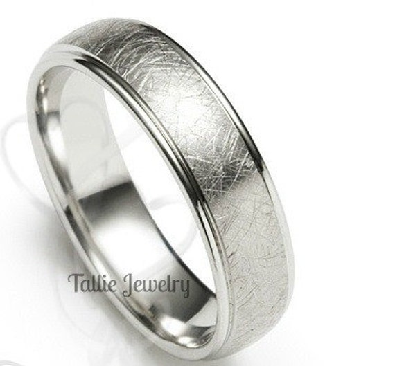 Mens Wedding Band, Ring, 6mm 10K 14K 18K White Gold Bands, Rings For Men, Satin Finish & Womens Bands