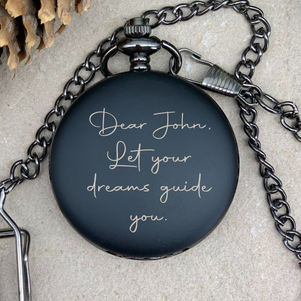 Engraved Pocket Watch, Wedding Gifts, Groom Gift, Gifts For Boyfriend, Custom Engraving, Gunmetal Watch Gifts, 1 Year Anniversary Gift