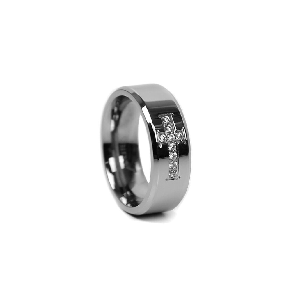 Cross Cz Ring in Silver - Men's Band Stainless Steel Jewelry Rings For Men By Modern Out
