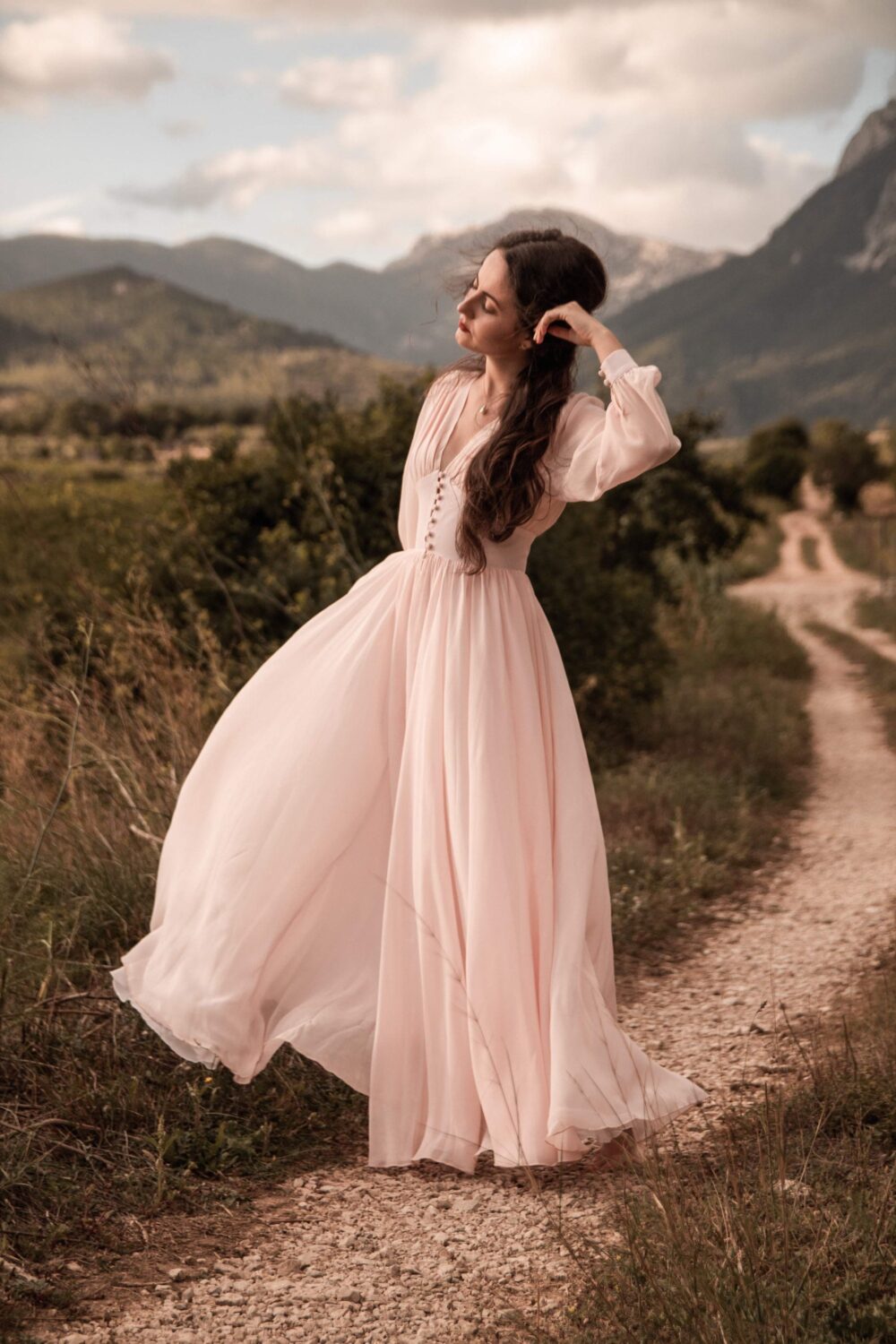 Powder Pink Silk Wedding Dress 1930S Vintage Style Gown