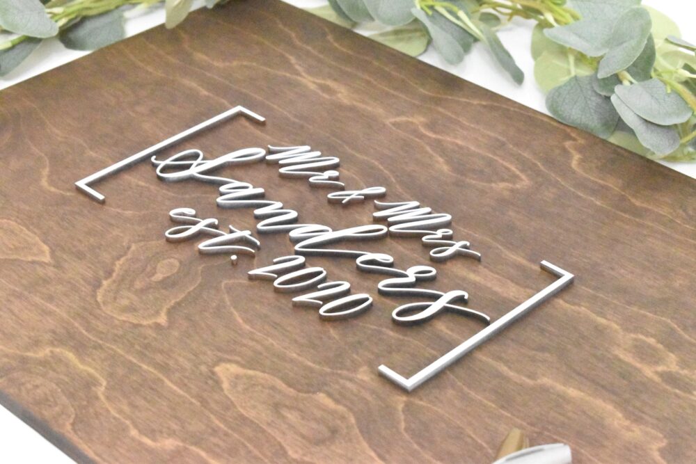 Wooden 3D Guest Book Sign - Wedding Alternative Rustic Book Unique Wood Guestbook Mr & Mrs