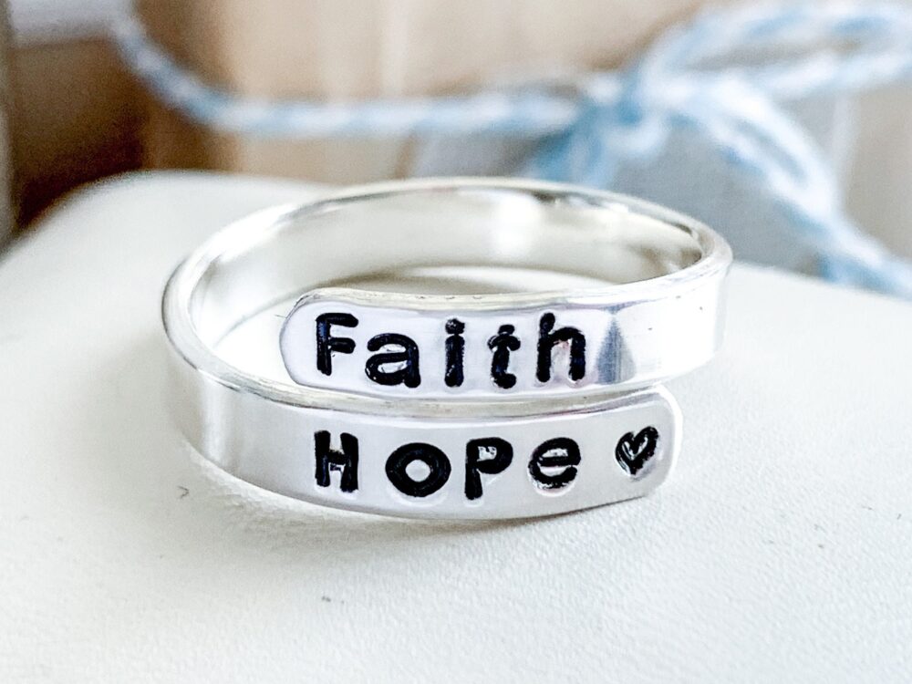 Bible Verse Ring Faith Hope Christian Ring, Wraparound Twist Ring
