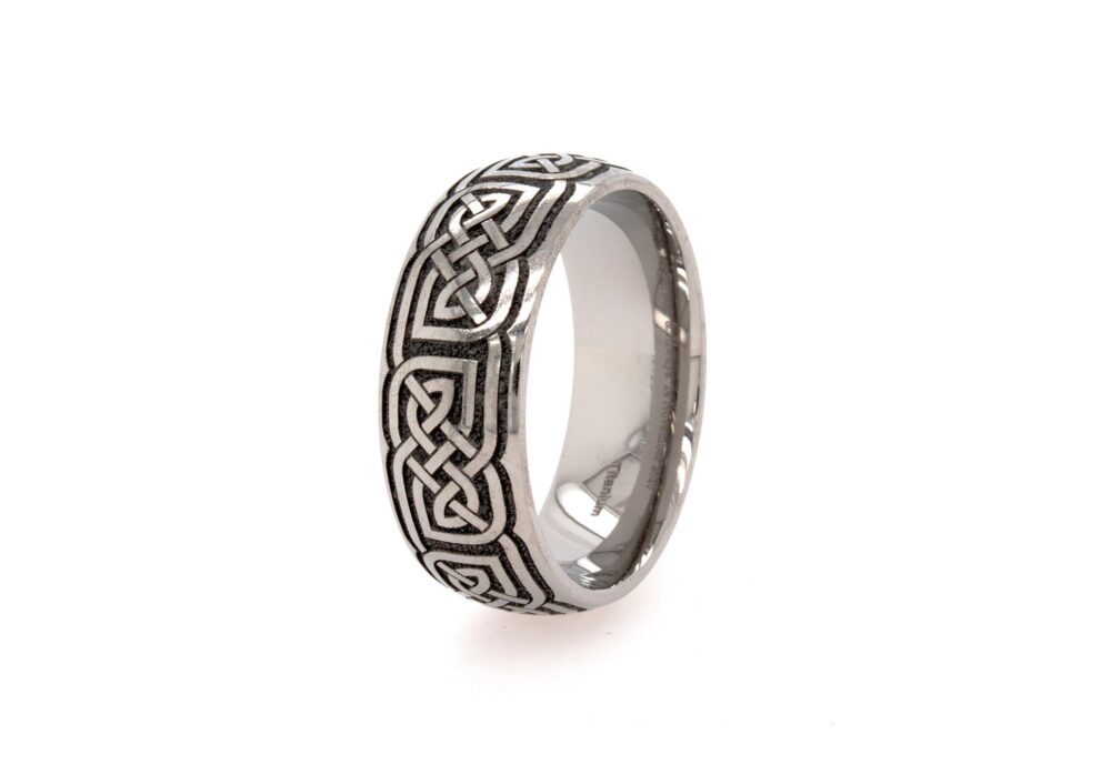 Celtic Knot Ring - Mens Wedding Band Titanium Engraved