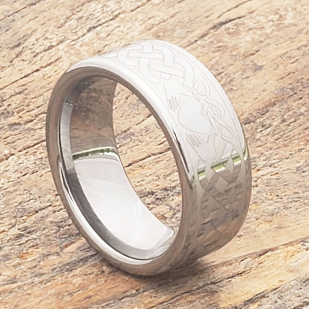 Tungsten Ring, Mens Wedding Band, Promise Tungsten Men Celtic Knot Ring
