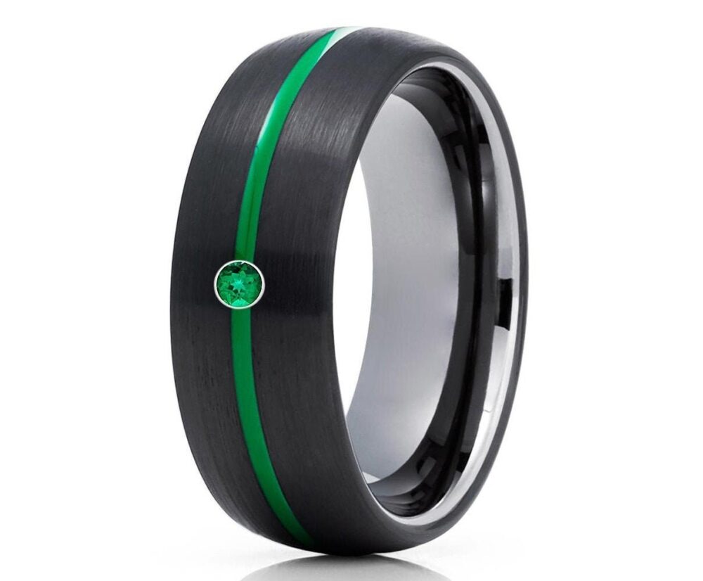 Black Wedding Ring, Gunmetal Tungsten Ring, Anniversary Ring, Engagement Band, Gunmetal Band, Dome Ring, Comfort Fit Ring