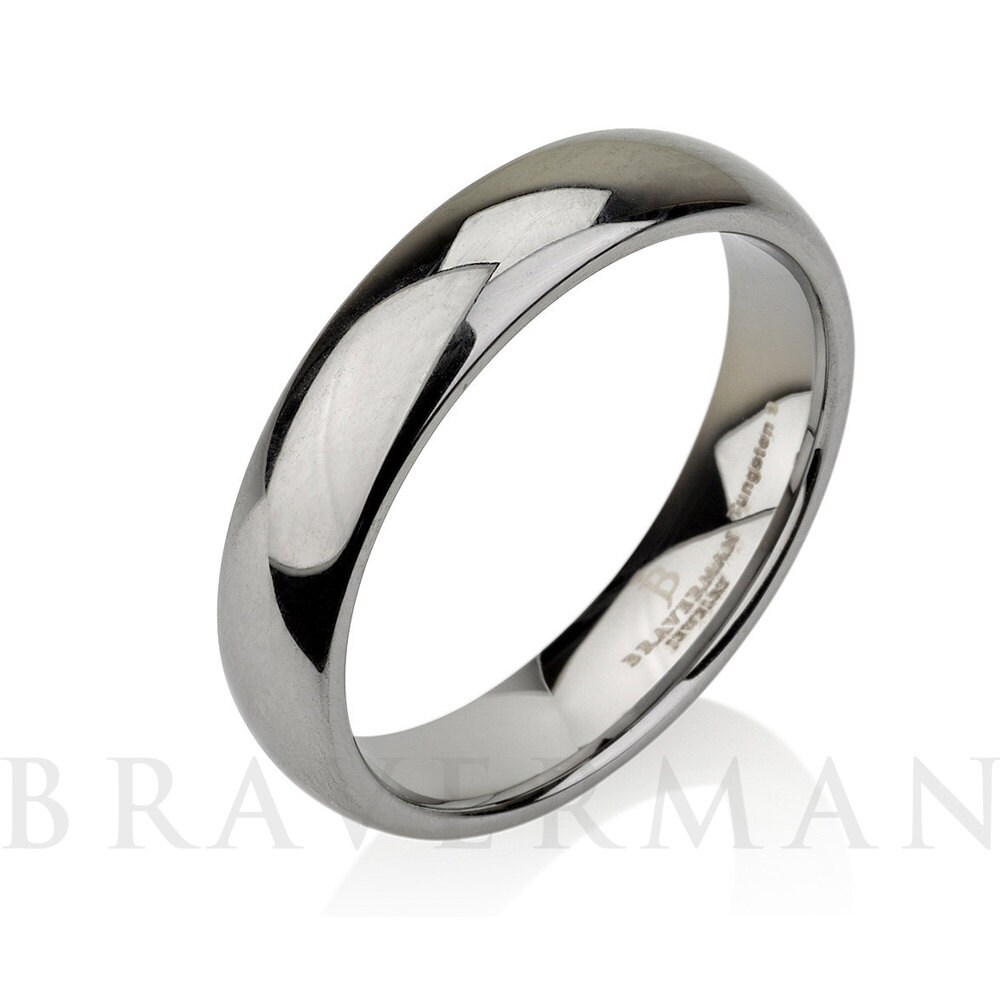 Domed High Polish Tungsten Wedding Band, Tungsten Ring, Delicate Ring, Simple Ring, Anniversary Ring, His, Hers, Comfort Fit, 5mm
