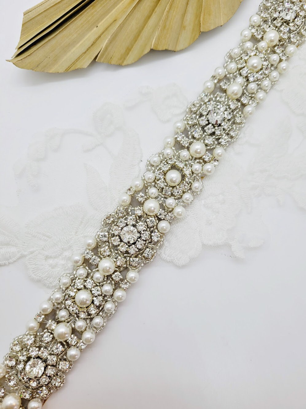 Pearl Rhinestone Wedding Belt Beaded Bridal Dress Sash