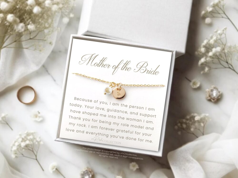 Mother Of The Bride Wedding Jewelry | Personalized Pearl Necklace Custom Sentimental Gift Unique Bridal Party Keepsake For Day