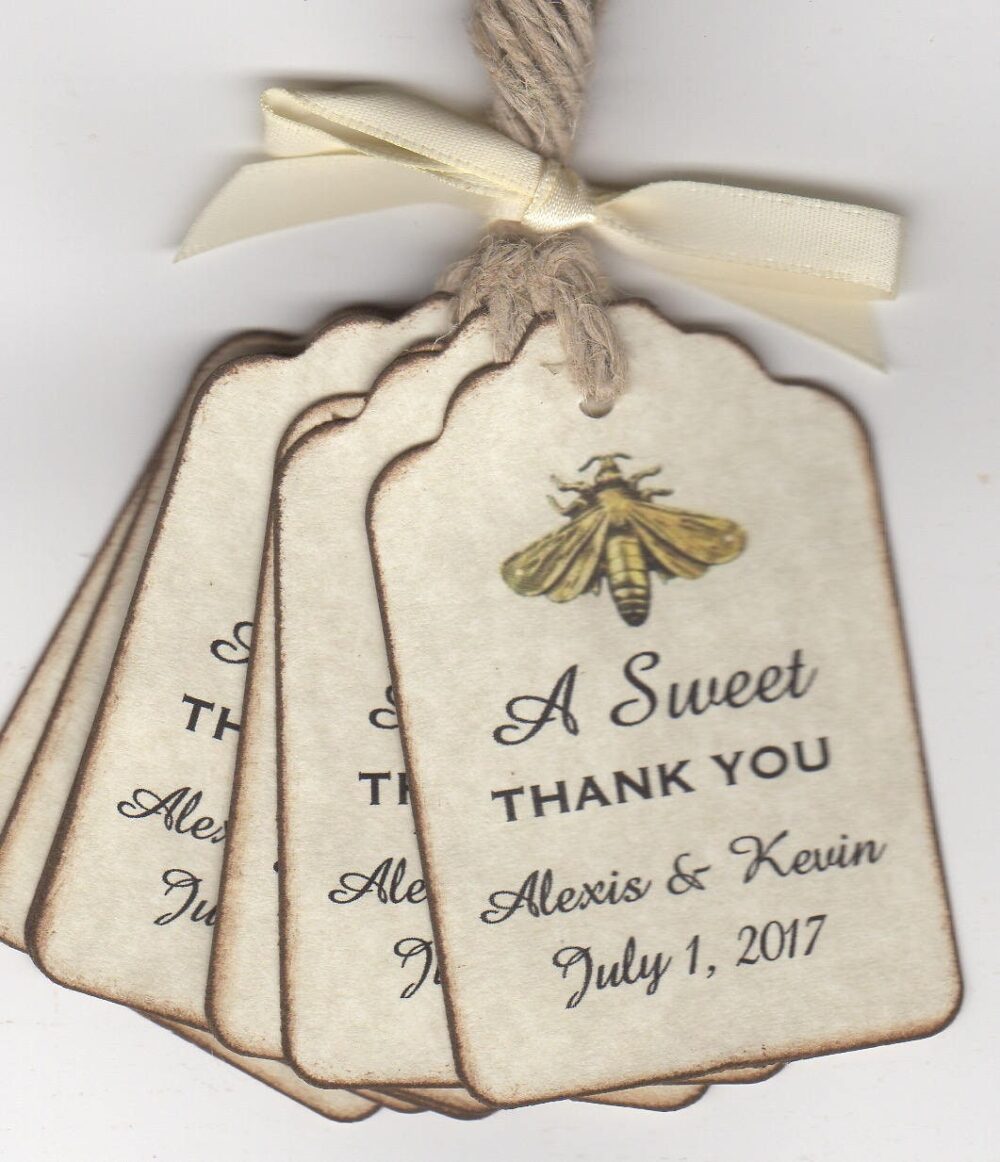 Honey Wedding Favor Tags Bridal Shower Engagement Party A Sweet Thank You Jar Label - Vintage Style 50