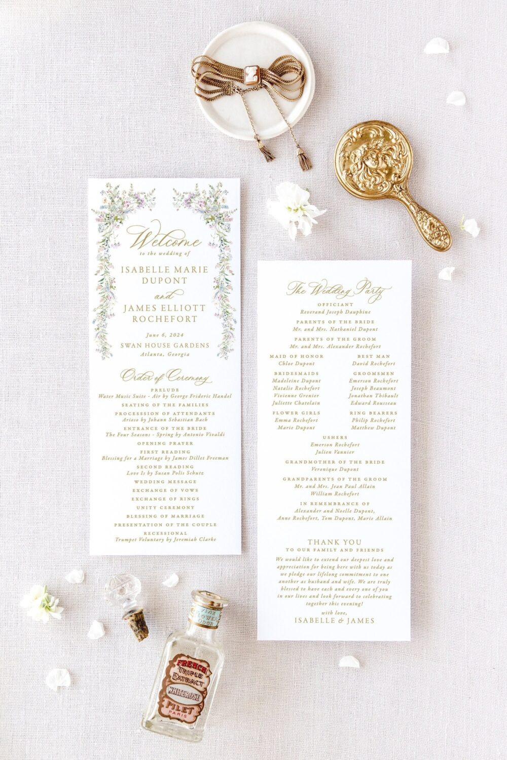 Wildflower Wedding Program, Pink Floral Programs, Classic Programs Printed, Elegant Ceremony Program | Isabelle