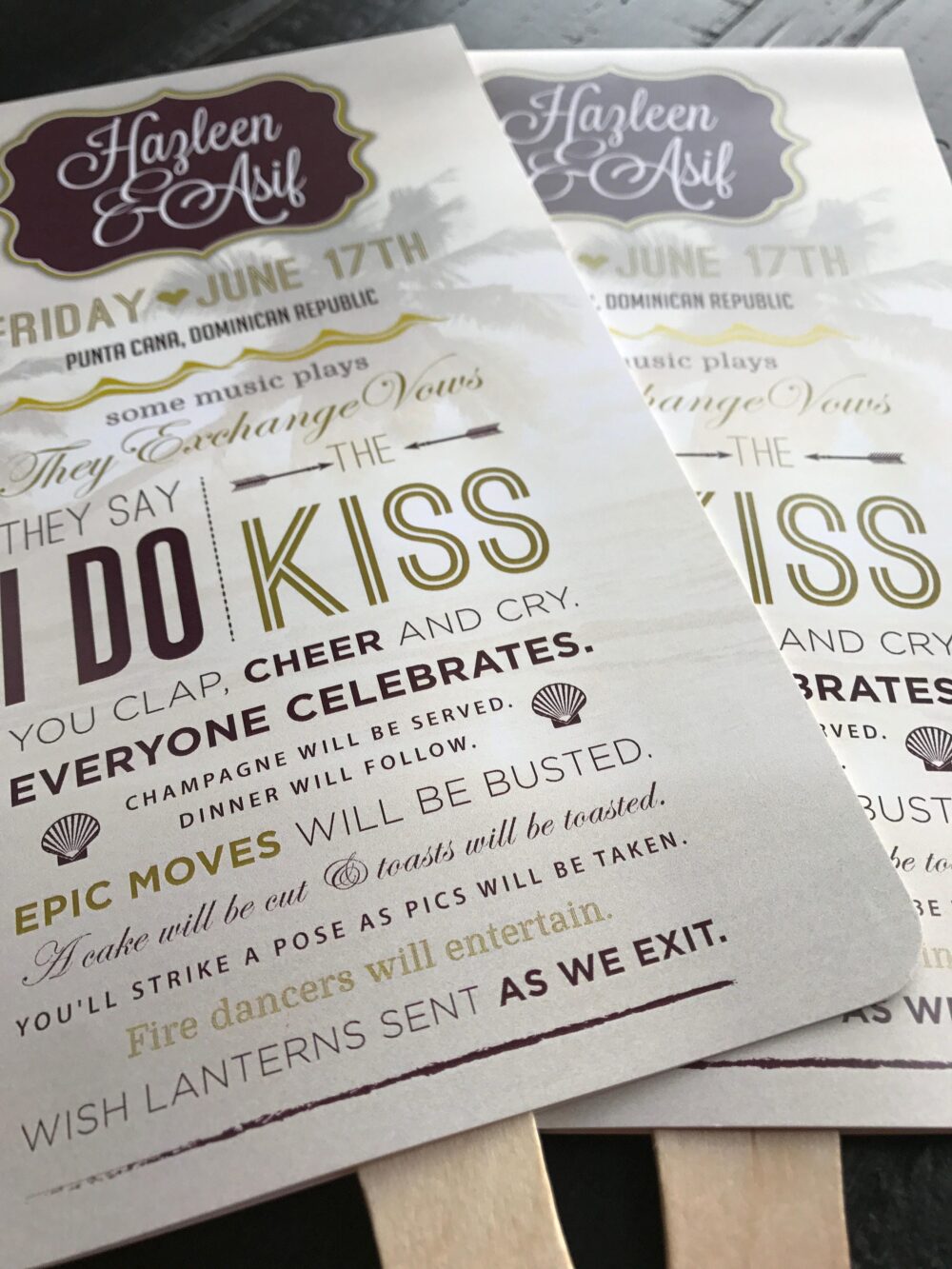 Beach Wedding Program Fans Custom Ceremony Order | Printable Option