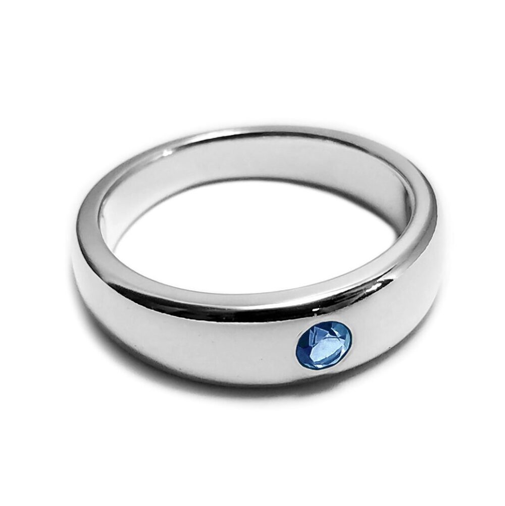 Tapered Blue Topaz Ring in Sterling Silver - Ring, Band, Wedding