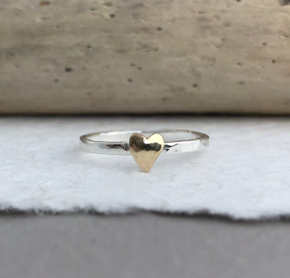 Sweetheart Ring - Heart Ring, Hammered Band, Wedding Love Gift For Her, Valentine's Day Gift, Anniversary