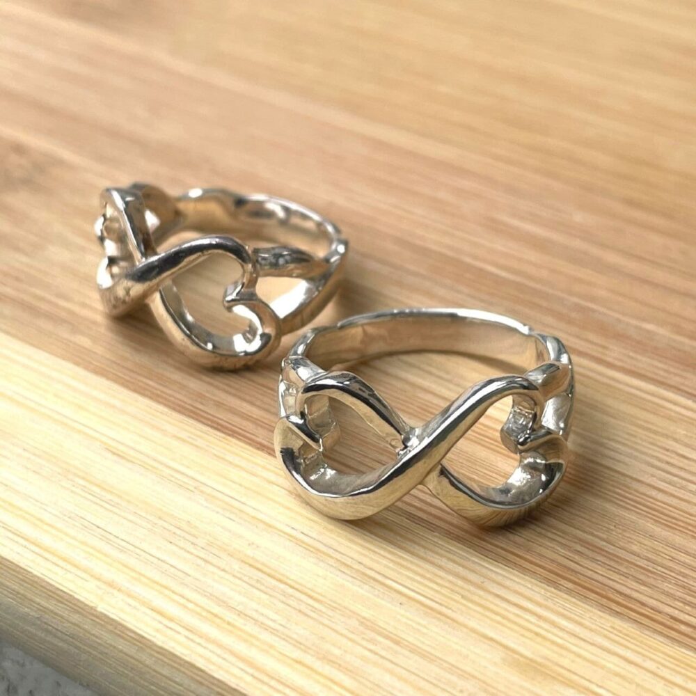 Infinity Heart Ring, Silver Double Sterling Open Valentine's Gift For Wife, Anniversary
