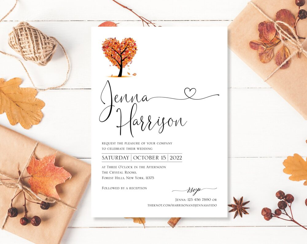Printed Fall Wedding Invitation, Autumn Invites, Invitations Wedding, Love Tree, Cheap Perfect