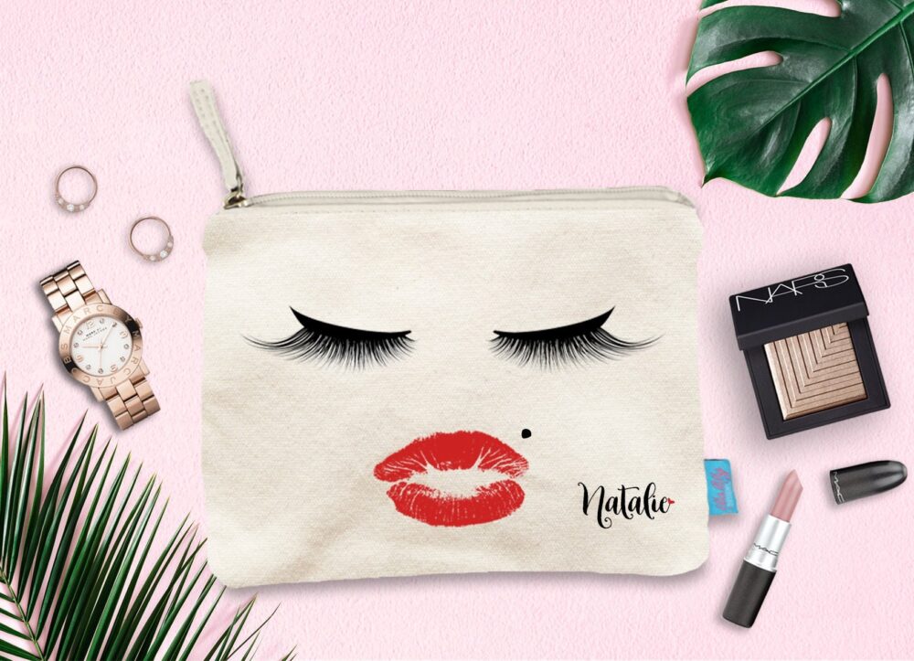 Personalized Glam Lashes Makeup Bag, Wedding Day Party Cosmetic Bridesmaid Pouch, Gift, Pouch