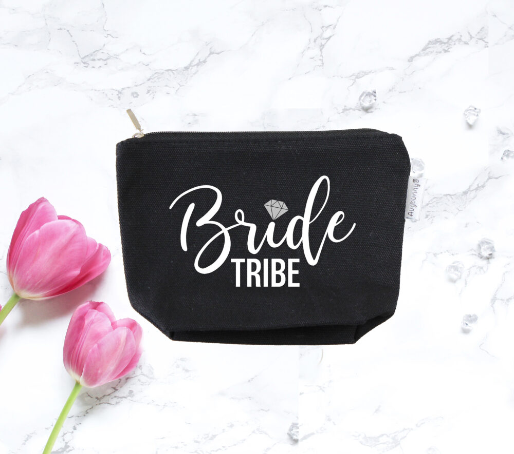 Bride Tribe Makeup Bag Custom Bridal Party Cosmetic Bag
