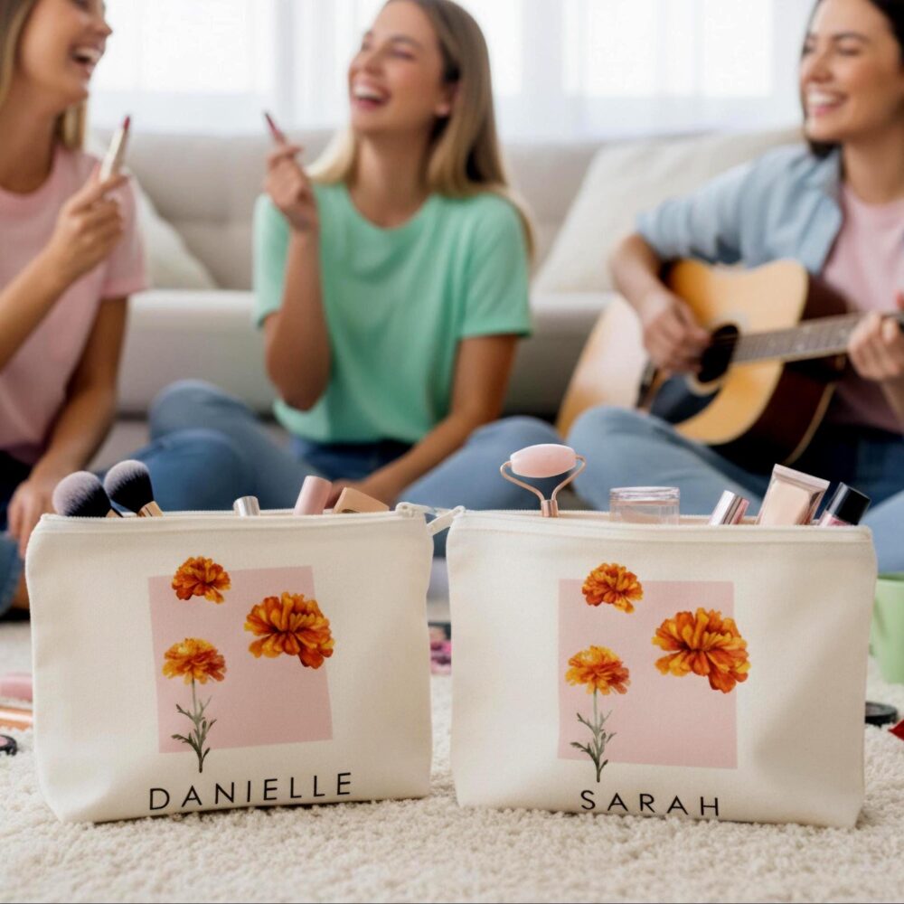Custom Name Canvas Makeup Bag Bridesmaid Gift For Her
