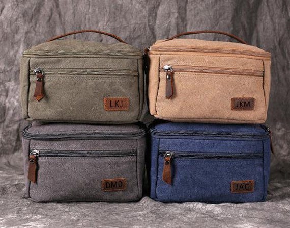 Personalized Groomsmen Gifts, Canvas Toiletry Bag, Monogram Leather Dopp Kit Makeup Usher Wedding Groomsman Gifts
