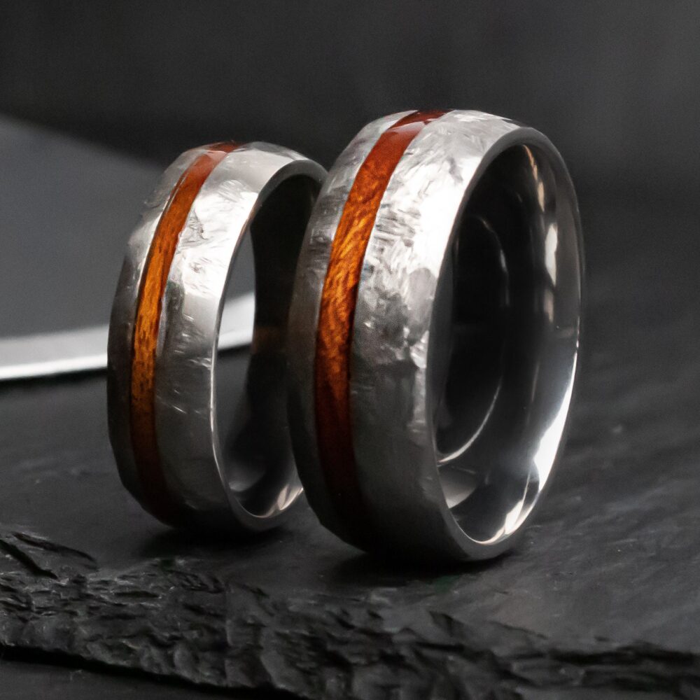The Vitae Ring Set, Ironwood Wedding Rings, Pair Of Wood Wooden Ring, Band, 6mm & 8mm, Thorum