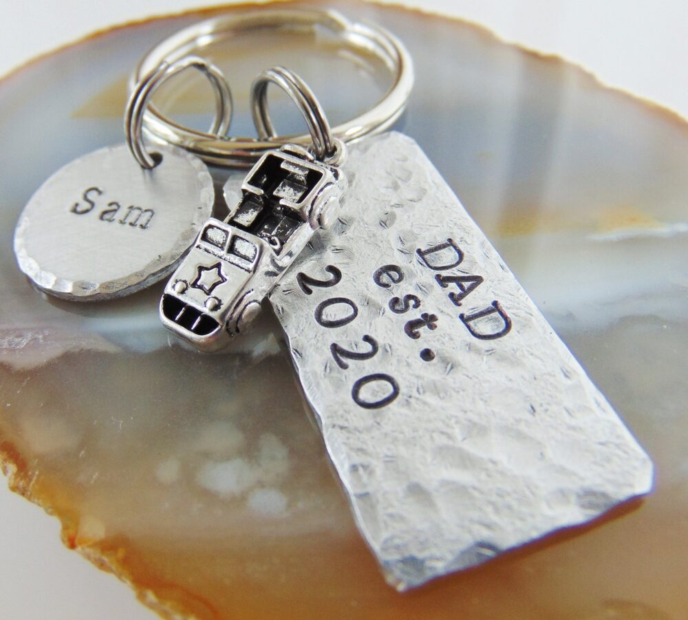 Personalized Dad Keychain, Father's Day Gift, Keyring, Gift For Him, Hand Stamped Accessories, New Father Dad, Daddy, Pop