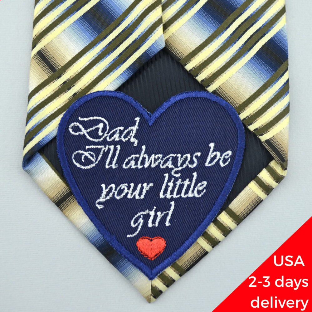 Dad Wedding Tie Patch Embroidered Heart, Father Of The Bride Gift