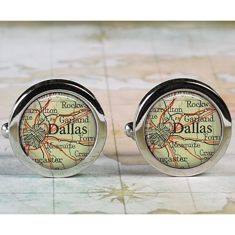 Dallas Cufflinks, Texas Map Cufflinks Anniversary Or Wedding Gift For Groomsmen Hometown Father's Day Retirement