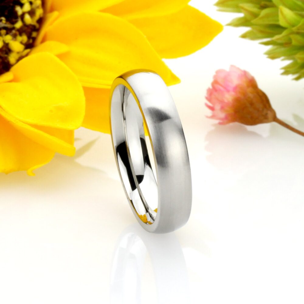 4mm Stainless Steel Ring, Classic Dome, Comfort Fit, Matte Finish, Custom Engraved Wedding Band