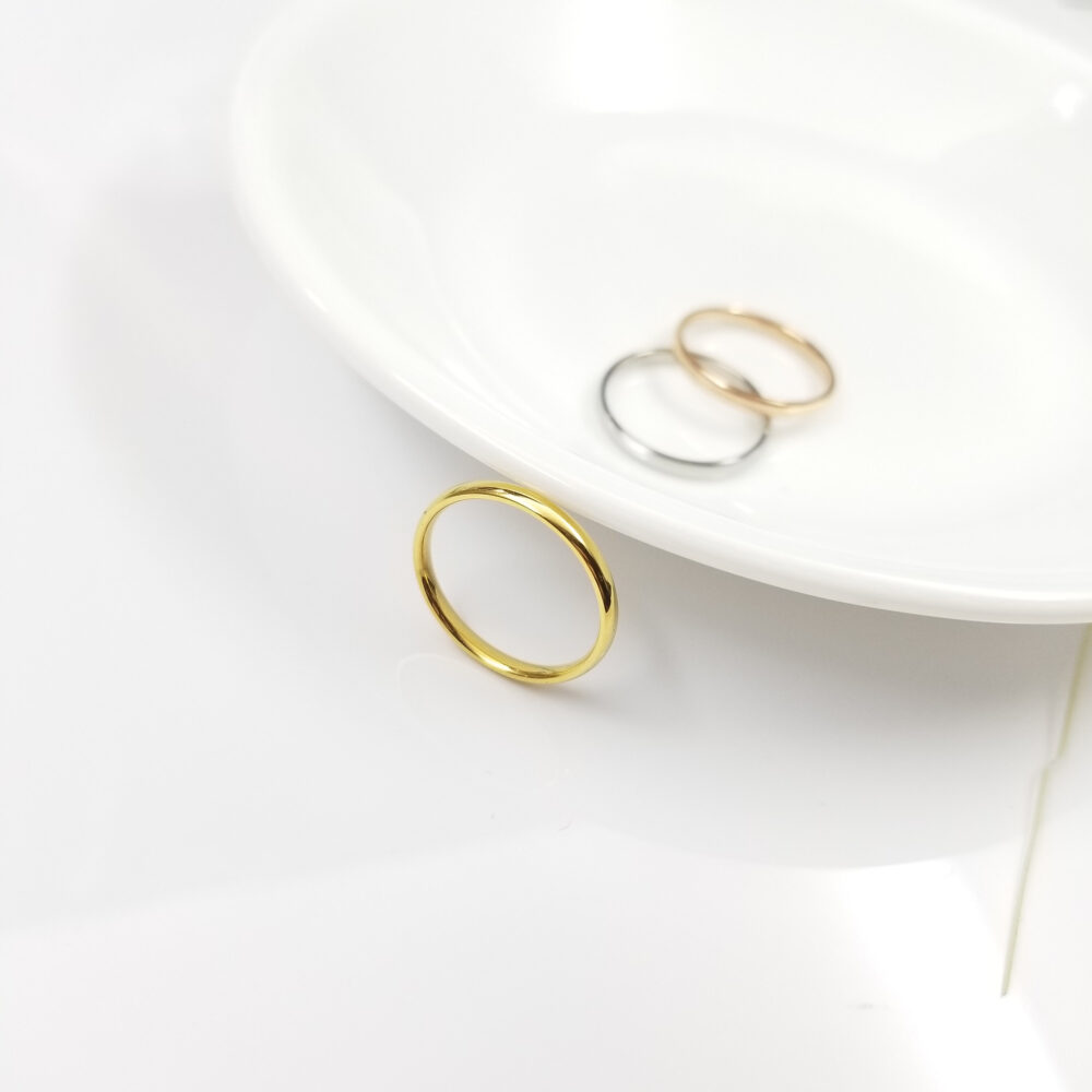 Donut Ring Gold Rose Gold, Stacking Silver Band, Wedding Band Ring, Gift For Her, Stainless Steel