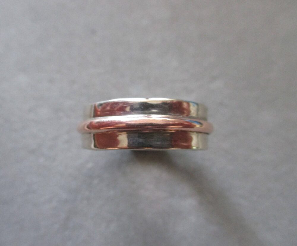 14Kt Solid White & Rose Two Tone Gold Men's Wide Band