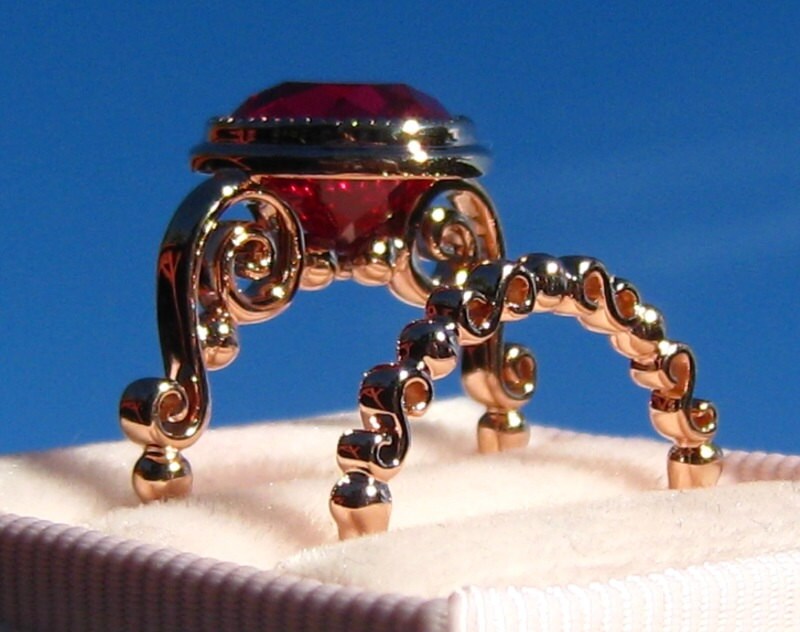 Ruby Engagement Ring in Rose Gold Milgrain Bezel "Sweet Pea" Design & Wedding Band, Ring, Set, Bridal Set